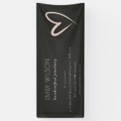 シンプルブラック赤面ハート事業会社 横断幕 (縦)