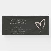 シンプルブラック赤面ハート事業会社 横断幕 (横)