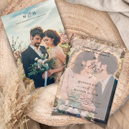 シンプルブラック赤面ホワイト結婚式招待状 招待状