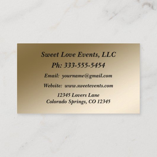 シンプルブラック金ゴールドウェディングプランナー名刺 名刺 (裏面)