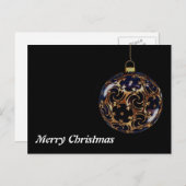 シンプルブラック金ゴールドエレガントボールメリークリスマス シーズンポストカード (正面/裏面)