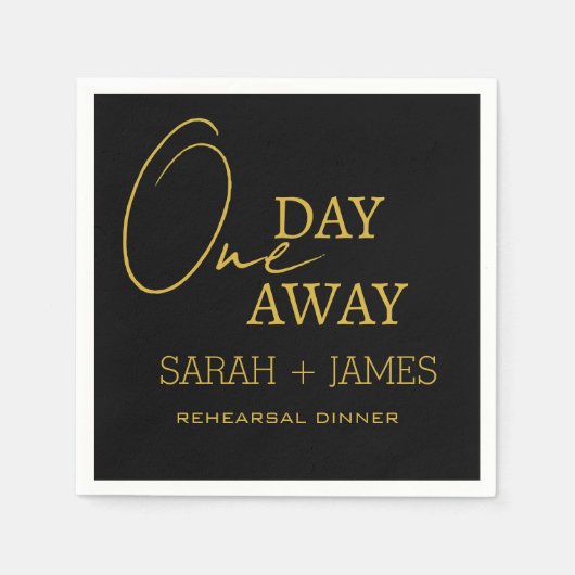 シンプルブラック金ゴールド1日リハ遠くにーサルディナー スタンダードカクテルナプキン (正面)