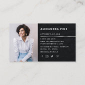 シンプルブラック銀線企業の写真業 名刺 (裏面)