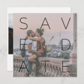 シンプルブラック2フォトバラ金ゴールドスクエア結婚 セーブザデート (正面/裏面)