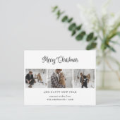 シンプルブラック3フォトメリークリスマスはがき シーズンポストカード (スタンド正面)