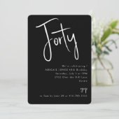 シンプルブラック40歳の誕生日パーティー 招待状 (スタンド正面)