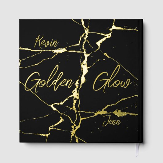 シンプルブラック50周年の結婚金ゴールド | ゲストブック (裏面)