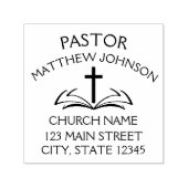 シンプルブラック・クロス開きバイブル牧師の教会 セルフインキングスタンプ (デザイン)