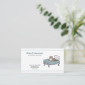 シンプルブラック&グリーンキャットイラストレーション獣医 名刺 (スタンド正面)