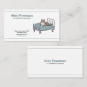 シンプルブラック&グリーンキャットイラストレーション獣医 名刺 (正面/裏面)