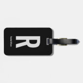 シンプルブラック&グレーモノグラムイニシャルと名前 ラゲッジタグ (裏面横)