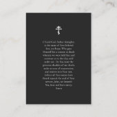 シンプルブラック&シルバー正当葬儀祈りの言葉カード プレイスカード (裏面)