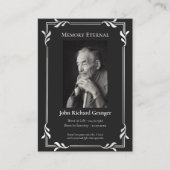 シンプルブラック&シルバー正当葬儀祈りの言葉カード プレイスカード (正面)