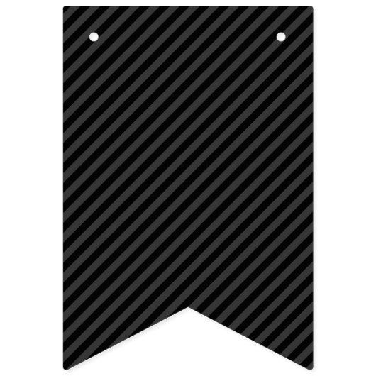 シンプルブラック&スモーキーブラック狭い対角ストライプ角 バンティングフラッグ (第1の旗)