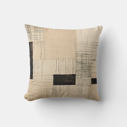 シンプルブラック&ベージュジャパンディ クッション (正面)