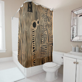 シンプルブラック&ベージュジャパンディ シャワーカーテン