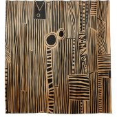 シンプルブラック&ベージュジャパンディ シャワーカーテン (正面)