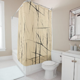 シンプルブラック&ベージュジャパンディ シャワーカーテン