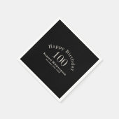 シンプルブラック&ベージュ色ベージュ100誕生日 スタンダードカクテルナプキン (角)