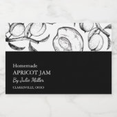 シンプルブラック&ホワイトのアプリコットジャムラベル フードラベル (シングルラベル)