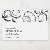 シンプルブラック&ホワイトのアプリコットジャムラベル フードラベル (シングルラベル)