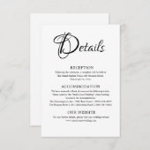 シンプルブラック&ホワイトの結婚詳細 エンクロージャーカード (正面/裏面)