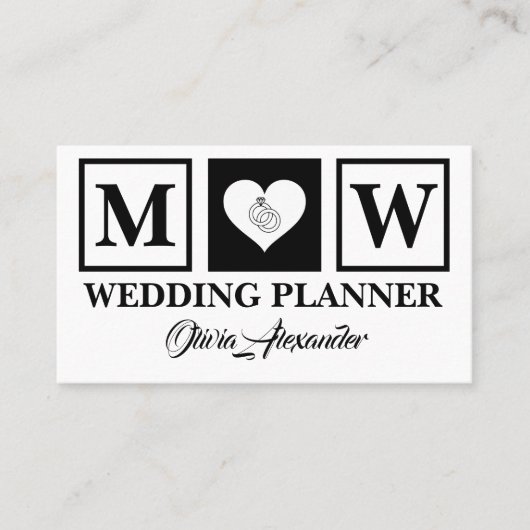 シンプルブラック&ホワイトウェディングプランナー名刺 名刺 (正面)