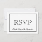 シンプルブラック&ホワイトエレガントな結婚式 出欠カード (正面)