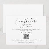 シンプルブラック&ホワイトエレガントミニマ結婚リスト セーブザデート (正面/裏面)