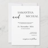 シンプルブラック&ホワイトエレガントミニマ結婚リスト 招待状 (正面)