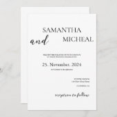 シンプルブラック&ホワイトエレガントミニマ結婚リスト 招待状 (正面/裏面)