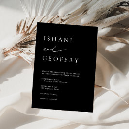 シンプルブラック&ホワイトエレガントミニマ結婚リスト 招待状