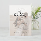 シンプルブラック&ホワイトオーバーレイ2フォト結婚ズ 招待状 (スタンド正面)