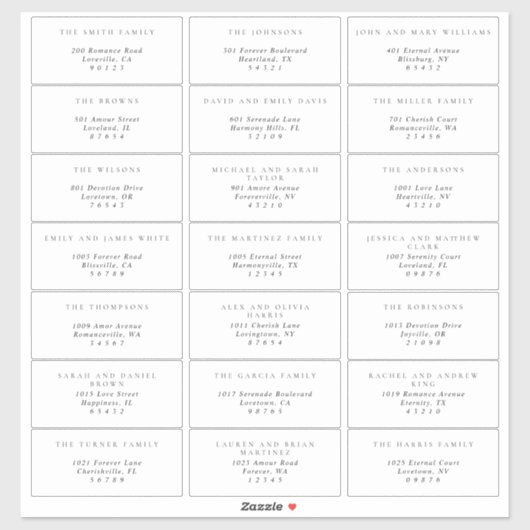 シンプルブラック&ホワイトゲスト住所 シール (シート)