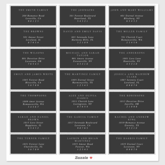 シンプルブラック&ホワイトゲスト住所 シール (シート)