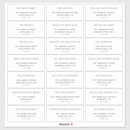 シンプルブラック&ホワイトゲスト住所 シール (シート)