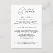 シンプルブラック&ホワイトゲスト情報結婚詳細 エンクロージャーカード (正面)