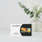 シンプルブラック&ホワイトコンクリートミキサー建築 名刺 (スタンド正面)