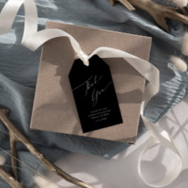 シンプルブラック&ホワイトサンキューブライダルシャワー ギフトタグ