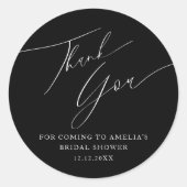 シンプルブラック&ホワイトサンキューブライダルシャワー ラウンドシール (正面)