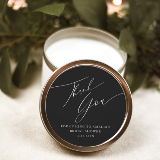 シンプルブラック&ホワイトサンキューブライダルシャワー ラウンドシール