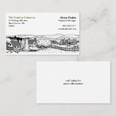 シンプルブラック&ホワイトスケッチ – カントリーシーン 名刺 (正面/裏面)