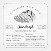 シンプルブラック&ホワイトソー生地コテージ法ラベル スクエアシール (正面)