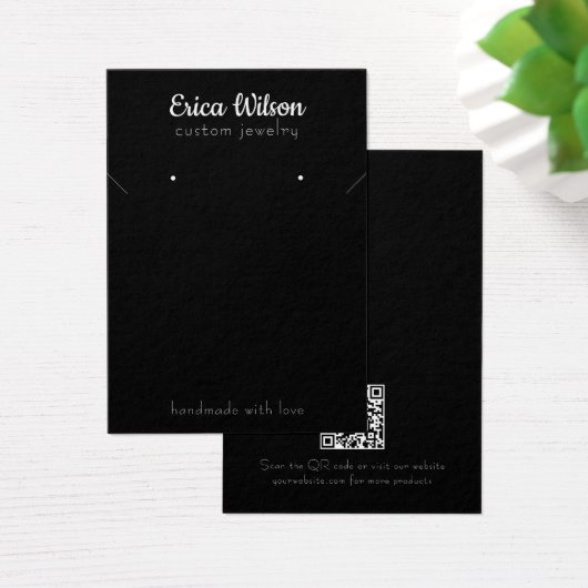 シンプルブラック&ホワイトネックレスイヤリングディスプレイカード (デスク)