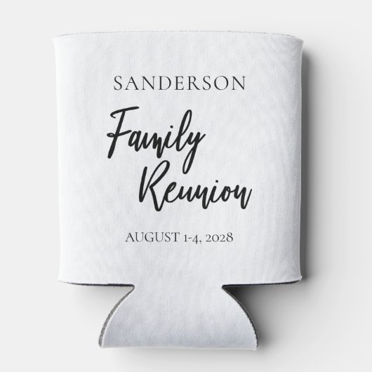 シンプルブラック&ホワイトパーソナライズされたファミリー懇親会 缶クーラー (裏面)