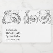 シンプルブラック&ホワイトピーチジャムラベル フードラベル (シングルラベル)