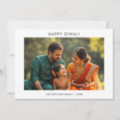 シンプルブラック&ホワイトファミリーフォトディワリカード シーズンカード (正面)