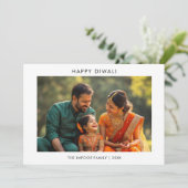 シンプルブラック&ホワイトファミリーフォトディワリカード シーズンカード (スタンド正面)