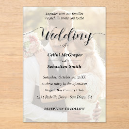 シンプルブラック&ホワイトフォトオーバーレイ結婚ズ アクリル招待状