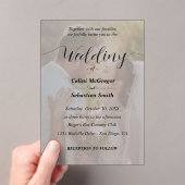 シンプルブラック&ホワイトフォトオーバーレイ結婚ズ アクリル招待状 (インサイチュ (ポータブル))